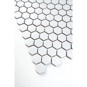 1X1 WHITE MATTE HEXAGON PORCELAIN MOSAIC - porcelain tile
